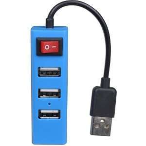  4 Port USB 2.0 Hub w/On & Off Switch (Blue)   Turns One USB 