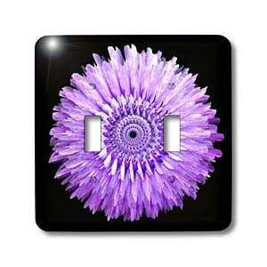   purple rose and feather rose petals mandala wreath on black background