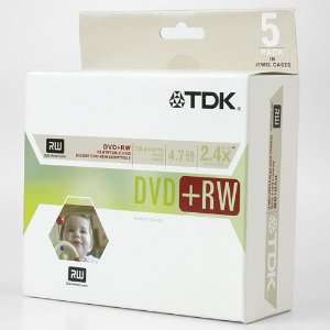  TDK DVD+RW 4.7 GB Rewritable DVD Media with Jewel Cases 