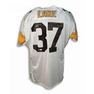 Carnell Lake Autographed Pittsburgh Steelers White Throwback Jersey
