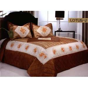   Arya Lotus Queen/King Satin Bedspread Quilt Pieces Set By Arya Bedding