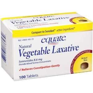 Equate Natural Vegetable Laxative, Sennosides 8.6 mg, 100 tablets Box 