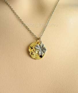 GK Designs Believe Clover Luck Gold Charm Disc Necklace  