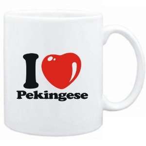 Mug White  I LOVE Pekingese  Dogs 