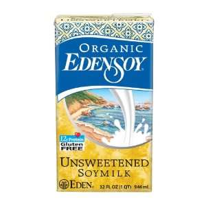 Unsweetened Soymilk, Organic Edensoy (12) 32 ounce Containers  