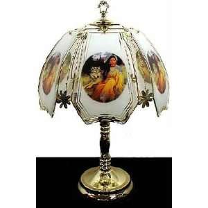 Colorful Indian Maiden & Wolf Touch Lamp ET NA5 Select Base Finish 