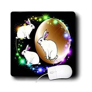   Of The Hare Designs   BEDAZZLED   WHITE HARE   Mouse Pads Electronics