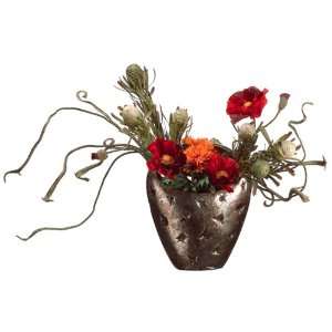 Protea and Poppies in Resin Vase Faux Flowers 