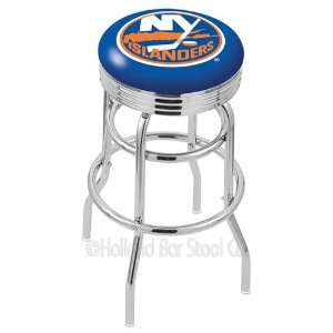 New York Islanders Logo Chrome Double Ring Swivel Bar Stool with 