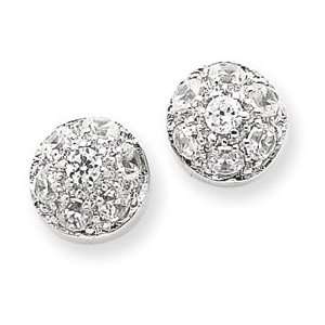  Sterling Silver CZ Half Ball Post Earrings Jewelry