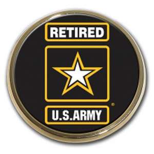 US Army Retired Star Logo Seal Emblem Real Metal Chrome Auto Decal 