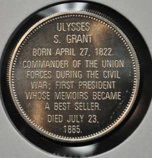 Ulysses S. Grant Sterling Silver Medal 7.5 grams  