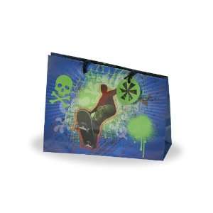 Skater Boy Gift Bag, Blue, 9 3/4 Wide x 7 3/4 High x 4 Deep, 12 