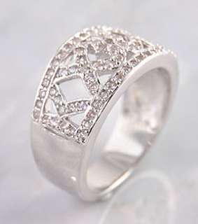 Sterling Silver Fancy Heart Cut White Ice CZ Band Ring  