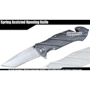   Opening Rescue Silver Folder Knife Tanto Point
