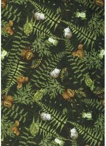EARTH ANGELS WOODLAND ANIMALS GRN~ Cotton Quilt Fabric  
