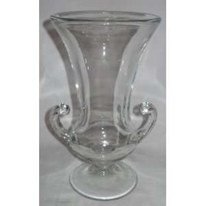   Clear Glass Pressed Vase Loving Cup Urn 10 in Tall 
