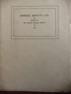 Imperial Airways AGM report 1934 British Airways  