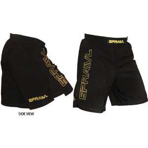   Black MMA Fight Shorts   Color Black w/ Gold Trim, Size 30