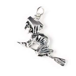  Witch on Flying Broom Charm Pendant Jewelry