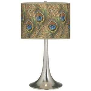  Iridescent Feather Giclee Trumpet Table Lamp