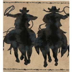  COWBOY rodeo lasso WALL PAPER BORDER brown tan decor