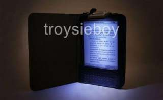PU Leather Kindle cover case with BUILT IN light for  Kindle 3 