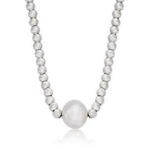  9 10mm Tahitian Pearl Necklace In Sterling Silver. 18 