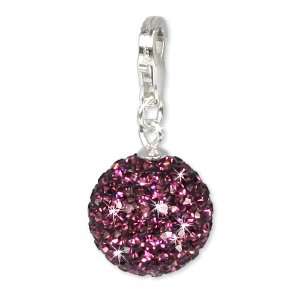  ball purple shiny , 925 Sterling Silver Charms Pendant with Lobster 