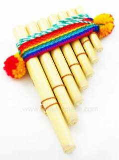 Pan Flute Antara Siku 7 Pipes Bamboo Neck String Peru  