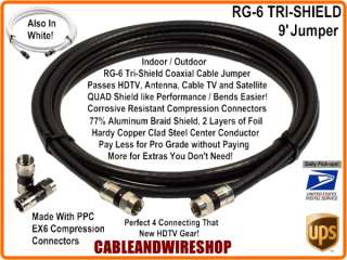 RG 6 Coaxial Jumper Cable HD TV Antenna Satellite 9 ft  