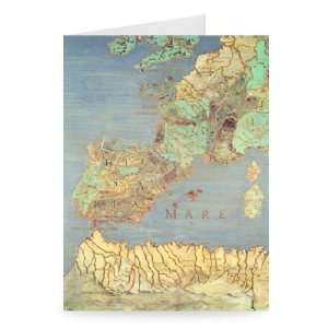 Map of France, Spain and North West Africa,   Greeting Card (Pack of 