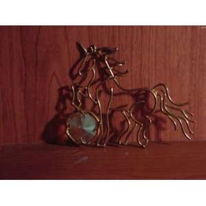  Brass Unicorn Suncatcher with Crystal 