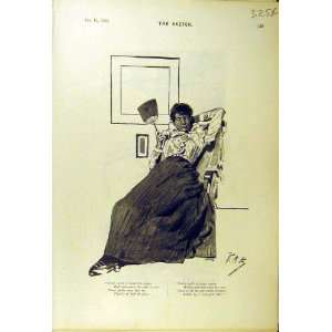 1895 Lady Fan Girl Comedy Sketch Gentleman Cab Print
