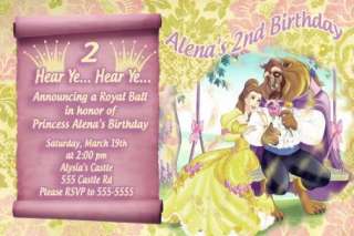 Princess Belle Golden Birthday Invitation Thank You Crd  