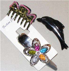 Flower, Dolphin and Claw Hair Clips   3pc or 2pc sets available  
