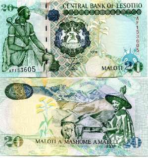 lesotho 20 maloti central bank of lesotho 2009 pick new like p 16 