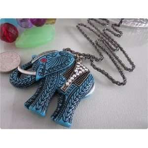   Long Section of Blue Wild Elephant Necklace 