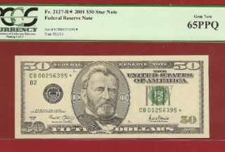 US CURRENCY 2001★ $50 STAR NOTE Old Paper Money GEM 65  