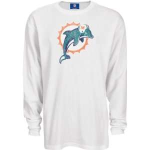  Miami Dolphins White Faded Logo Long Sleeve Thermal Waffle 