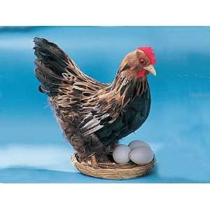  Chicken w/ Eggs On Nest Decoration Figurine Lifelike Model 