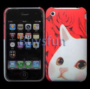 White Cat Style Hard Cover Case For Apple iPhone 3G 3GS  
