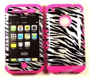   Silicone Rubber+Cover Case for APPLE iPhone 3G 3GS PK/Zebra Silver