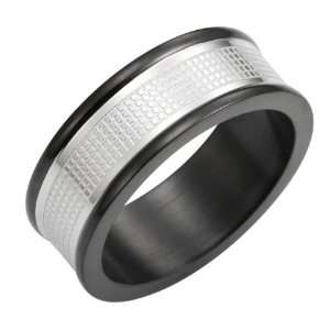 Unique Silver Black Stainless Steel Racing Ring Mens Band 