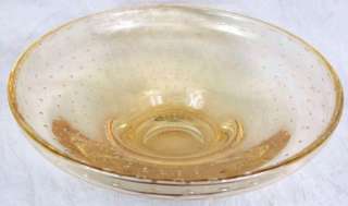 L10 ERICKSON GLASS HAND BLOWN 1950s TOPAZ CONTROLLED BUBBLE ART DECO 