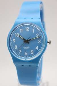 New Swatch Rise Up Aqua Shiny Plastic Band Easy Reader Watch 35mm 