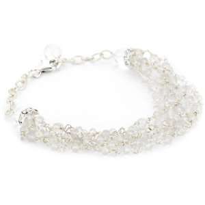  TZEN Layered White Quartz Silver Bracelet Jewelry