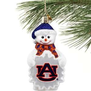  NCAA Auburn Tigers Glass Snowman Ornament Sports 