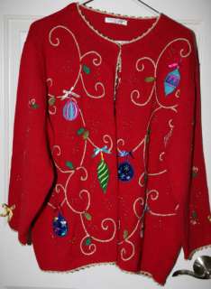 Ugly Christmas Sweater Jumper Decor Ornaments Sz XL   1X  