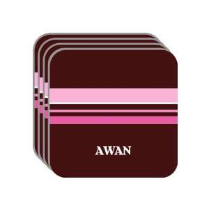 Personal Name Gift   AWAN Set of 4 Mini Mousepad Coasters (pink 